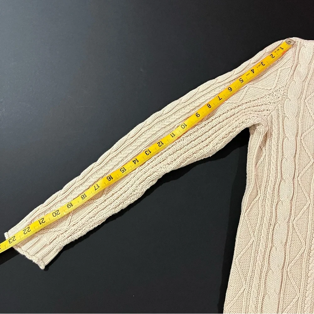 Ralph Lauren Cream Cable Knit Crewneck Sweater with Flag Patch - Picture 6 of 6